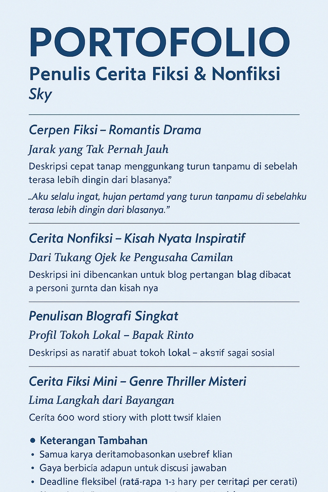 Penulisan Konten - Tulis Cerita Impian Anda – Fiksi & Nonfiksi Orisinal, Deadline Aman, Komunikasi Nyaman! - 2