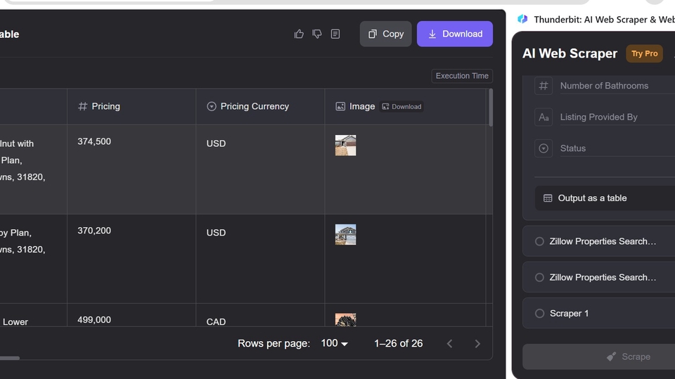 scraping menggunakan thunderbite