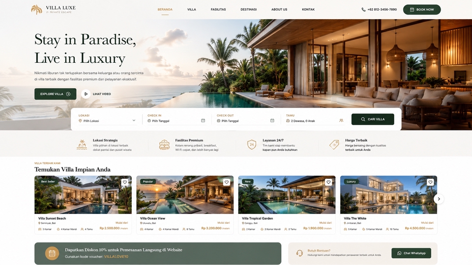 contoh desain web bisnis villa