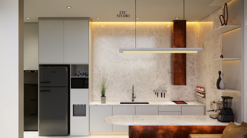 desain interior loft apartemen studio 