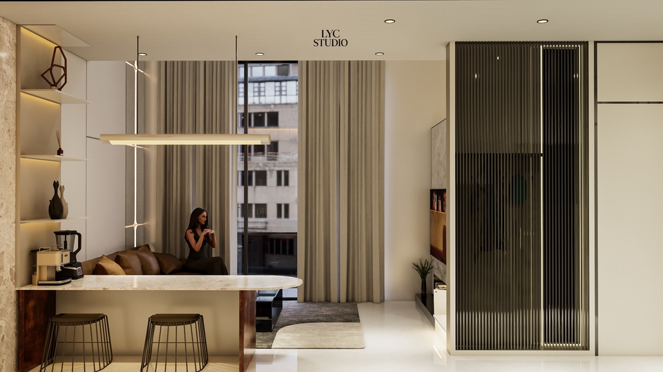 desain interior loft apartemen studio 