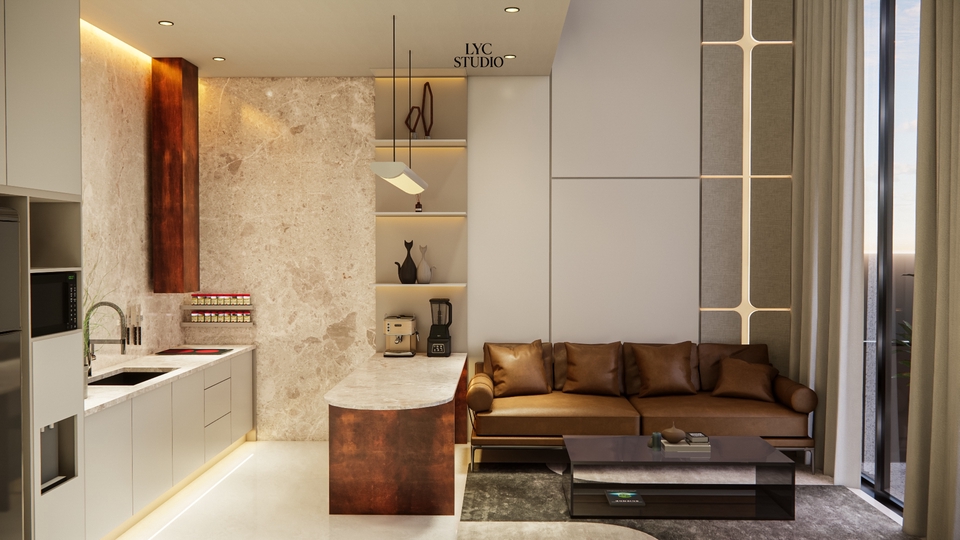 desain interior loft apartemen studio 