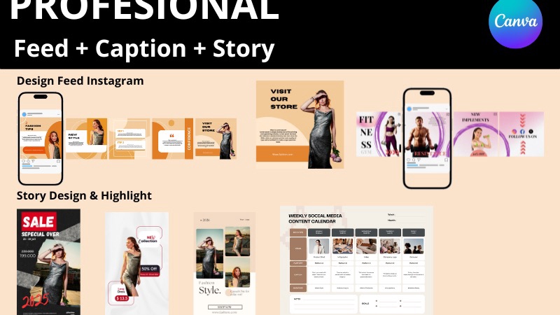 Jasa Desain Banner Social Media untuk Percantik Feed Anda - Desain Konten Instagram + Caption Menarik (Feed & Story)