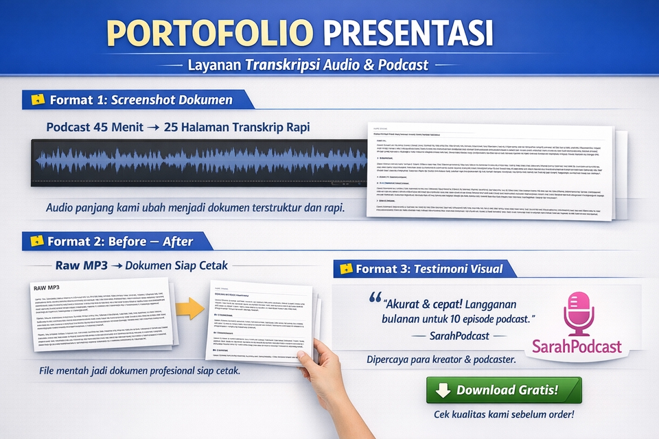 Transkripsi - Jasa Convert Audio/Video ke Teks 99% Akurat - Buat Konten, Riset, atau Subtitles - 3