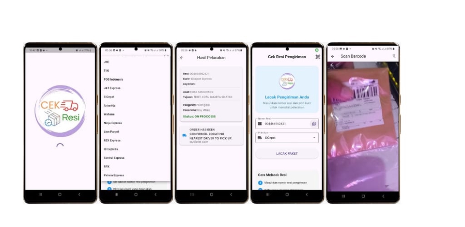 Pembuatan Aplikasi Cek Resi Dengan Fitur Pelacakan Dan Scan Barcode