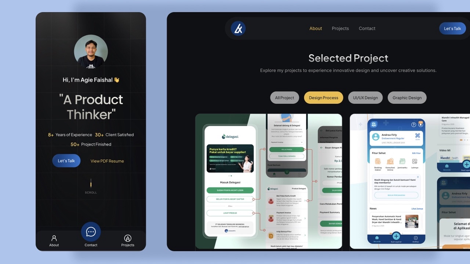 landing page, portfolio, framer, webflow, figma, agie faishal