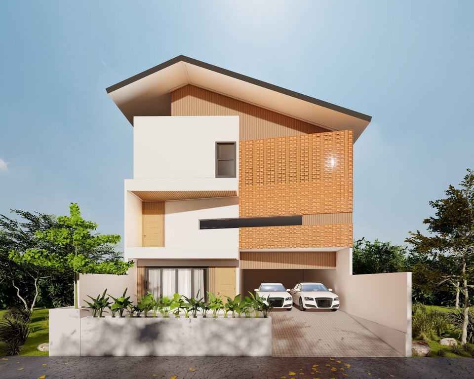 3D & Perspektif - DESAIN RUMAH HUNIAN ( DESAIN 3D RENDERING FASAD EXTERIOR & GAMBAR KERJA DED ) - 15
