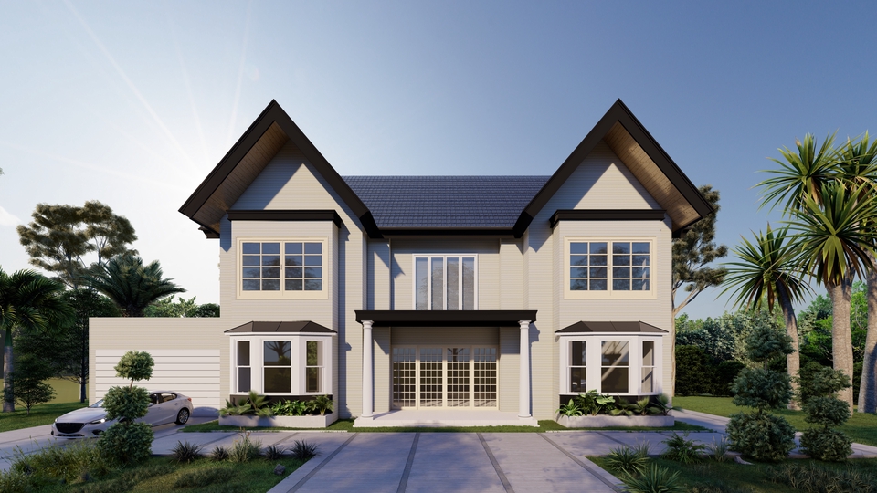 3D & Perspektif - DESAIN RUMAH HUNIAN ( DESAIN 3D RENDERING FASAD EXTERIOR & GAMBAR KERJA DED ) - 22