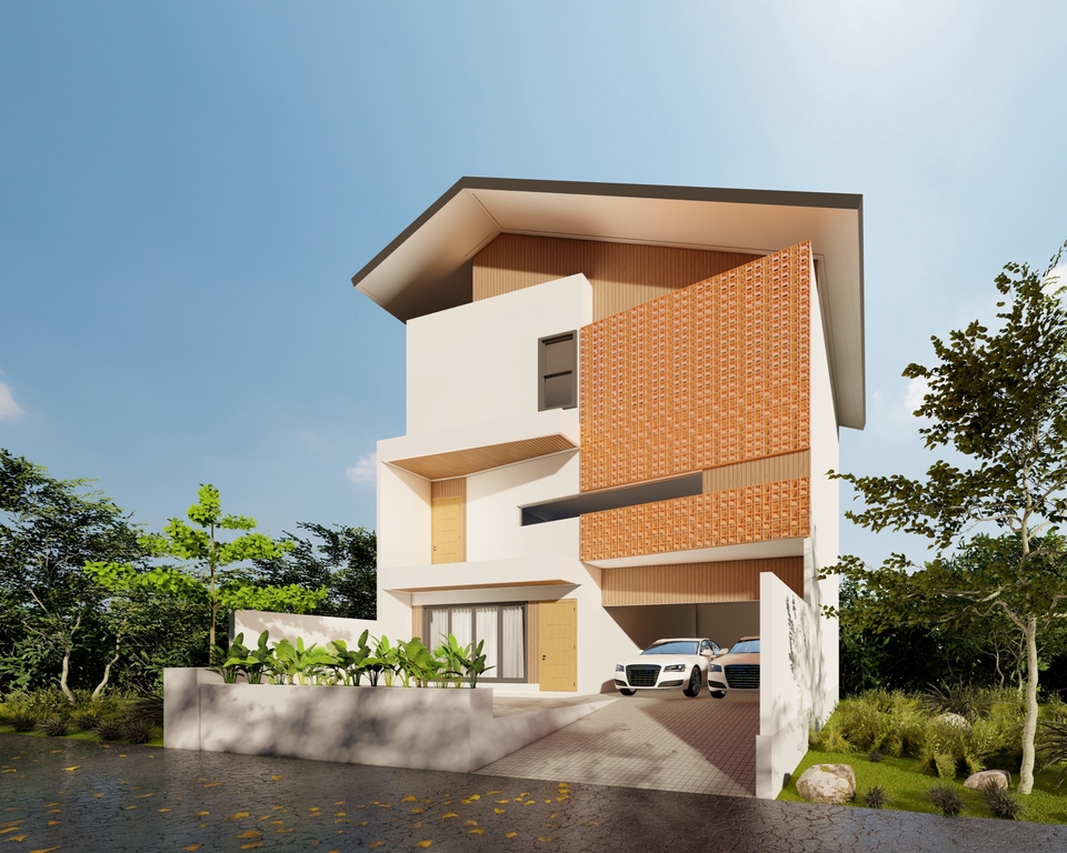 3D & Perspektif - DESAIN RUMAH HUNIAN ( DESAIN 3D RENDERING FASAD EXTERIOR & GAMBAR KERJA DED ) - 14