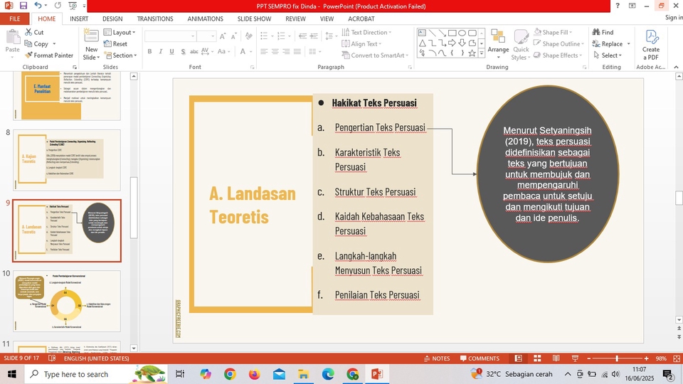 PPT / salindia sidang meja hijau, seminar proposal, dan tugas rutin kuliah
