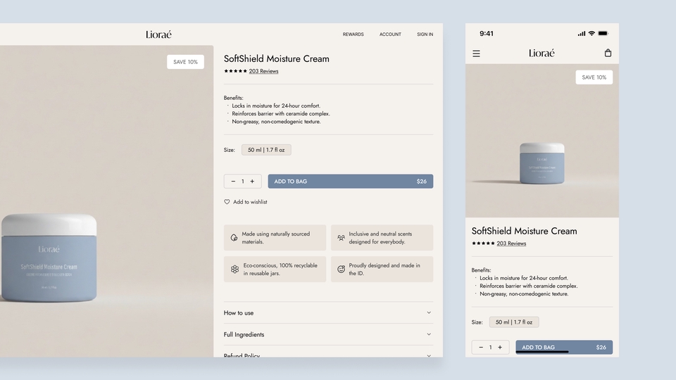 Beauty E-commerce Website UI/UX for Skincare Shop, Modern Minimal Web Design, Online Shop