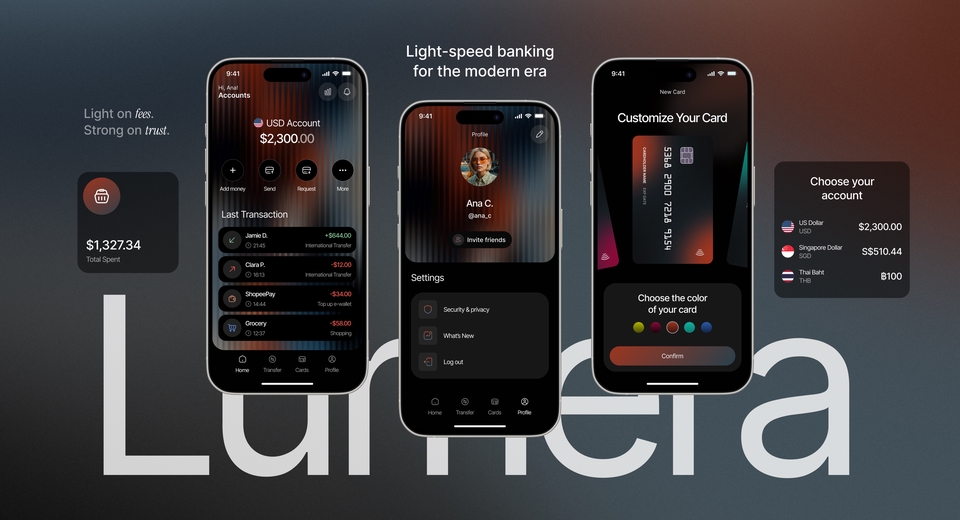 Fintech Mobile App Interface for Payments and Budgeting, Modern UI/UX Design, Mobile App Design