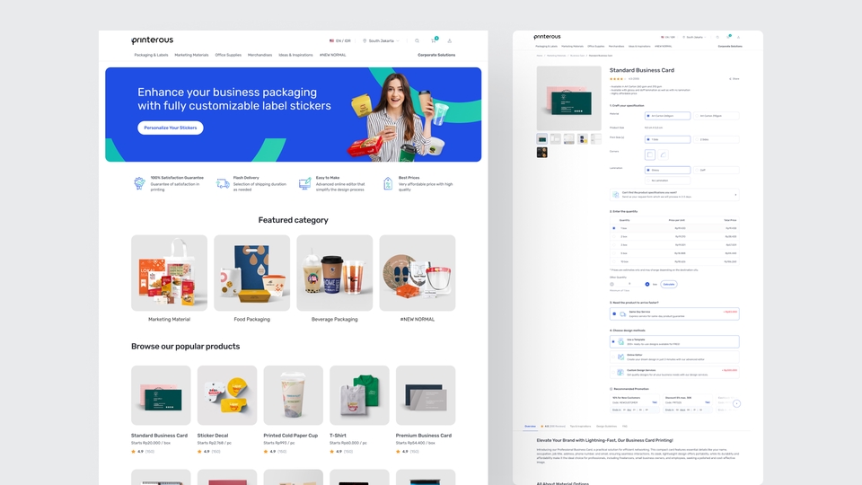Conversion-Optimized, Responsive Web Design for a Modern Online Printing Platform Landing Page UI/UX