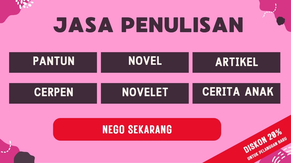 Jasa Content Writer dan Pembuat Artikel Profesional - PENULIS FIKSI & Non FIksi ( Novel, Cerpen, Autobiografi, Pantun dll )