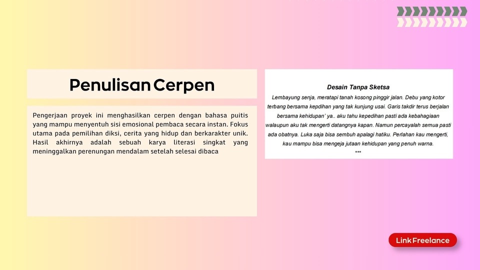 Penulisan Konten - PENULIS FIKSI & Non FIksi ( Novel, Cerpen, Autobiografi, Pantun dll ) - 7