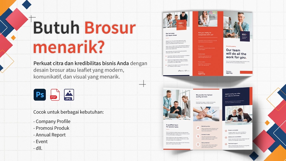Jasa Desain Brosur Online dan Flyer Keren - Desain Brosur / Leaflet / Annual Report Profesional & Menarik untuk Promosi Bisnis Anda