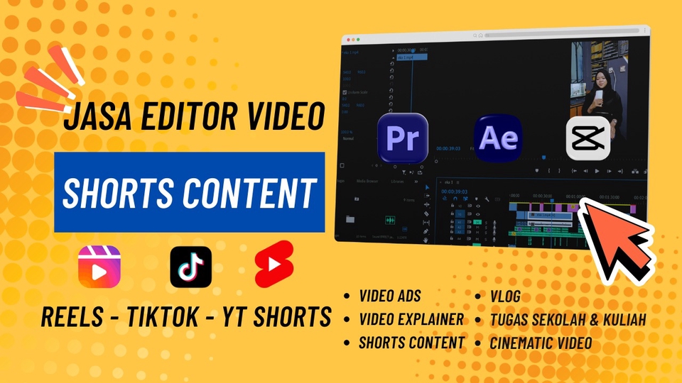 jasa edit video shorts reels tiktok dan youtube shorts