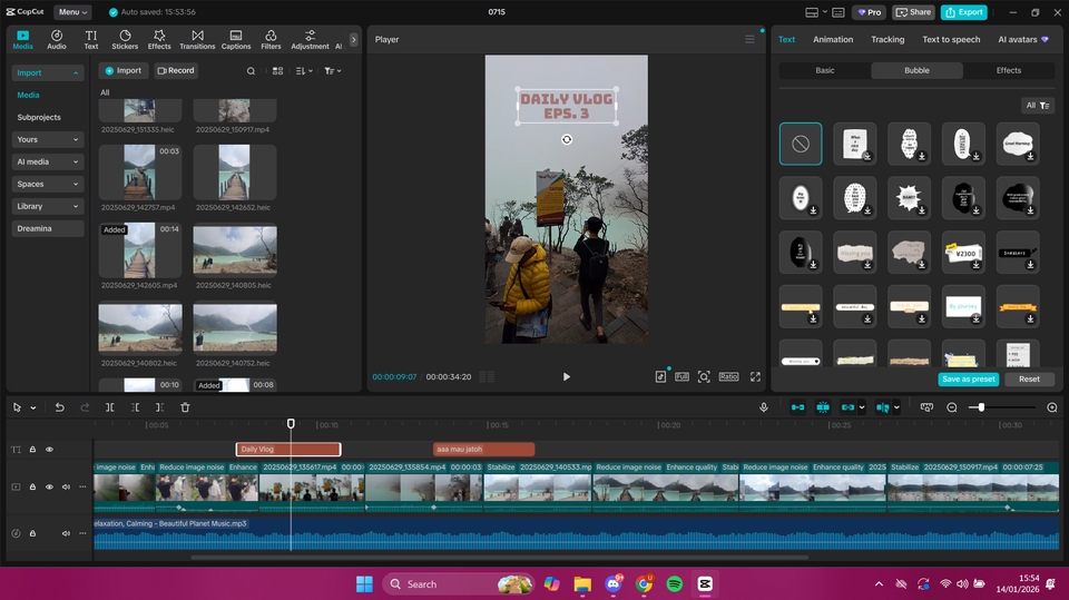 Proses Editing Short vlog Content dengan Capcut