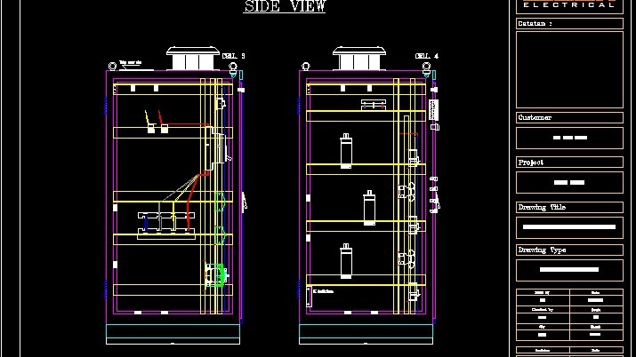 Kontruksi Side View, Panel, Listrik 2D
