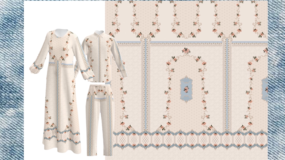 Desain motif untuk printing busana muslim