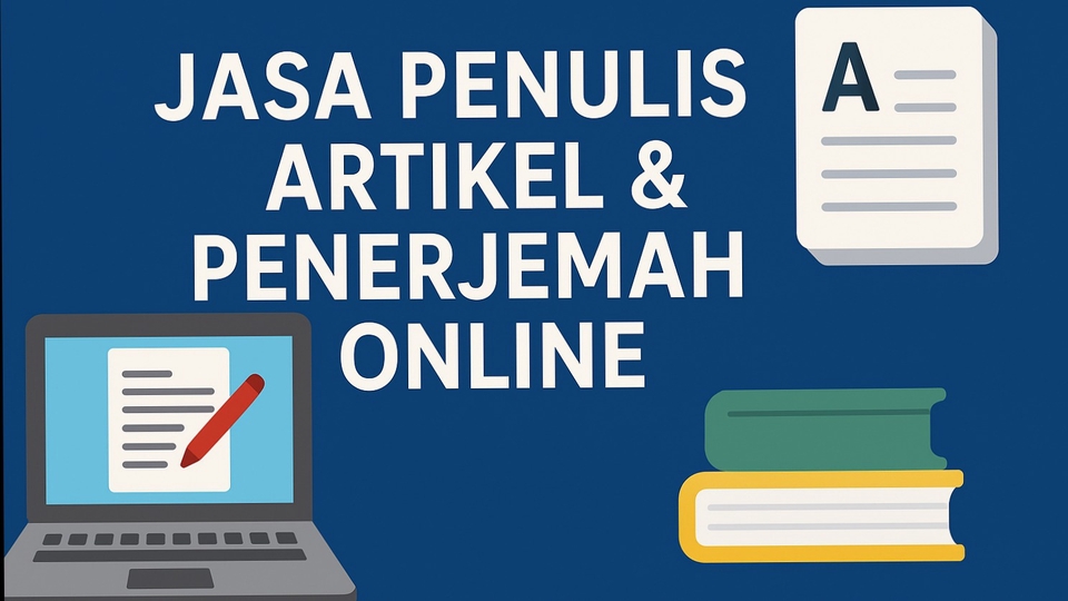 Desain profesional jasa penulis artikel SEO & penerjemah Inggris–Indonesia modern dan rapi.