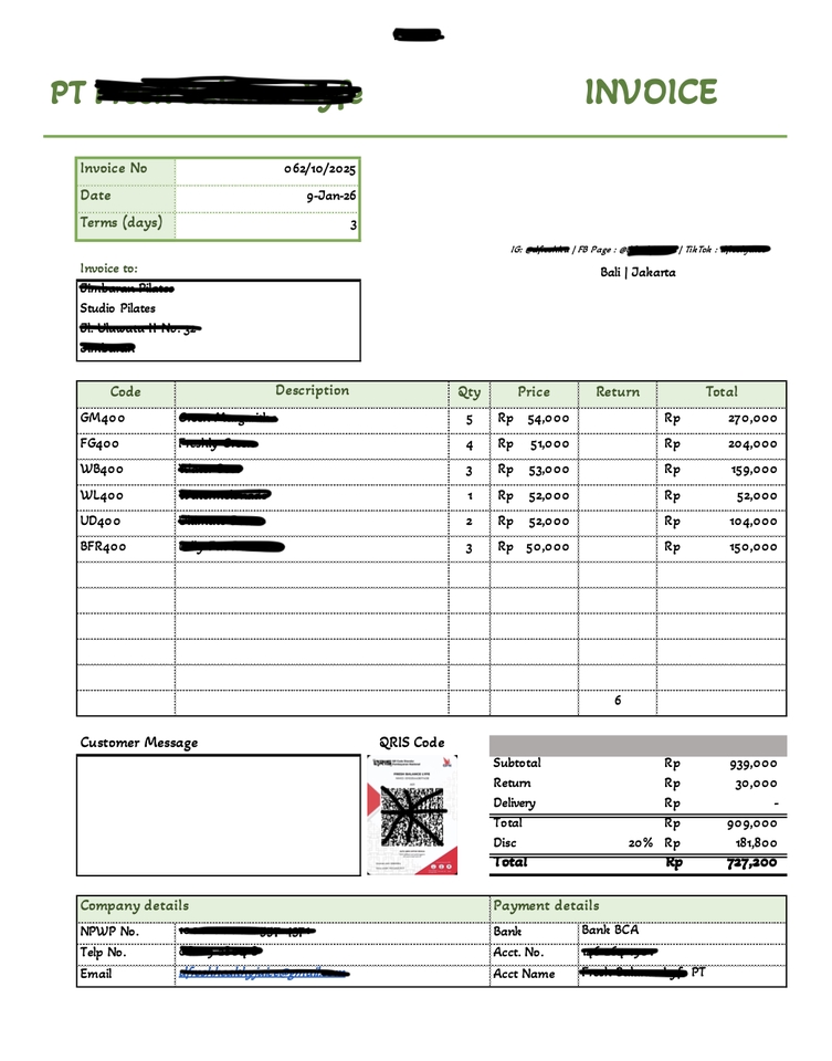 Formulated Invoice
