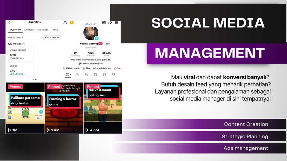 Jasa Digital Marketing / Pemasaran Online Terbaik - Pembuatan konten media sosial instagram, tiktok social media management
