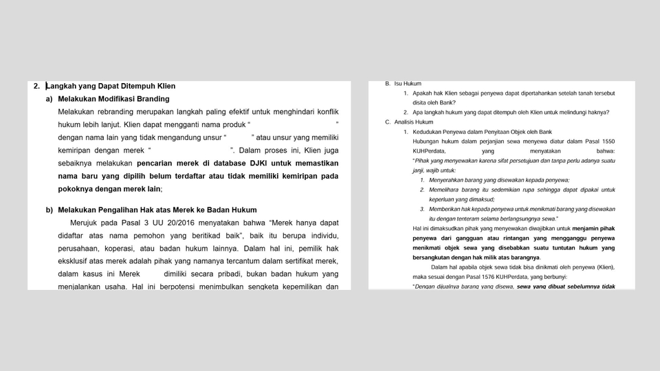 Pendapat Hukum - Legal Opinon, Legal Drafting (Perjanjian Kerjasama, Franchisee, Utang Piutang, dll) - 5