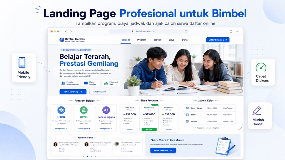 Web Development - Jasa Pembuatan Website Pendaftaran Siswa untuk Bimbel, Kursus & Les Privat - 2