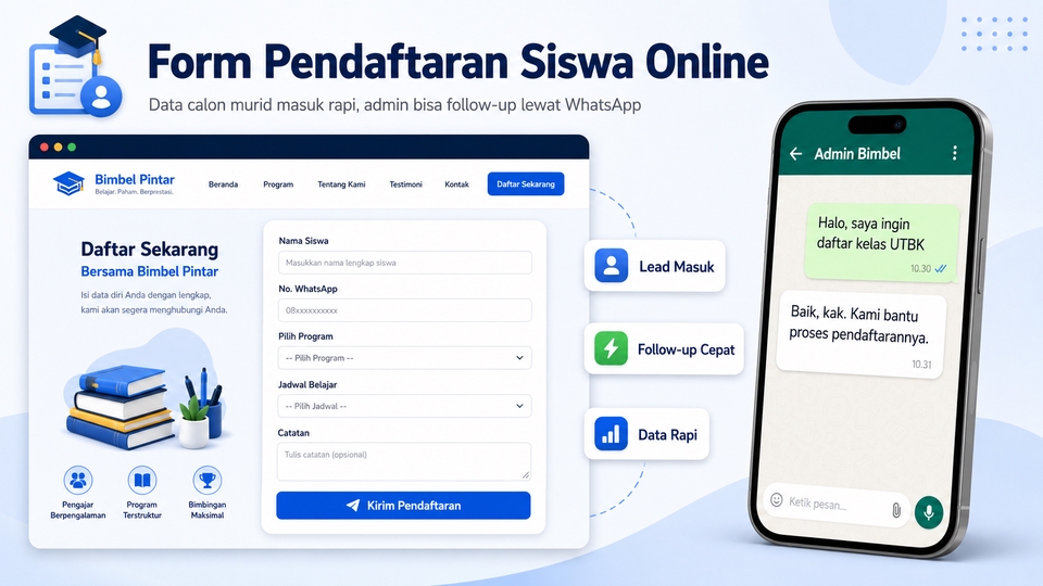 Web Development - Jasa Pembuatan Website Pendaftaran Siswa untuk Bimbel, Kursus & Les Privat - 3