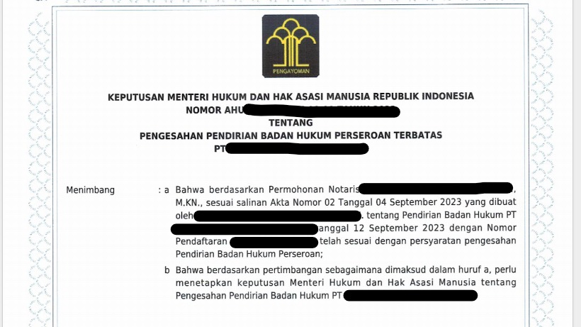 Jasa Pembuatan Perusahaan PT, CV, Yayasan dan Lainnya - Paket Pendirian PT UMK (AKTA, SK, NPWP, NIB)