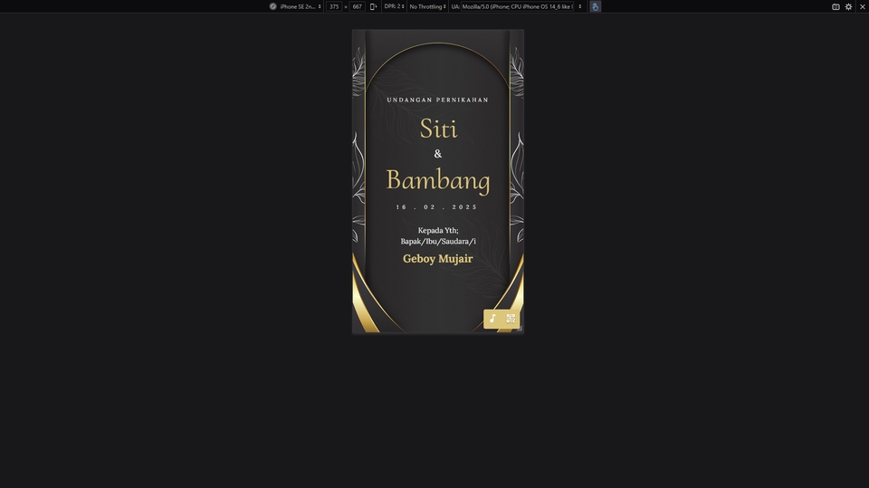 Versi Mobile Website Undangan Permikahan (iPhone SE)
