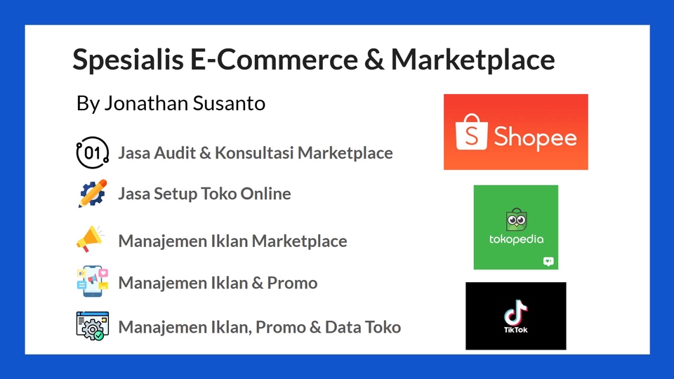 Jasa Optimasi Marketplace untuk Penjualan yang Lebih Maksimal - Shopee / Tiktok / Tokopedia Specialist Manajemen Marketplace Iklan , Promo & Data Performance