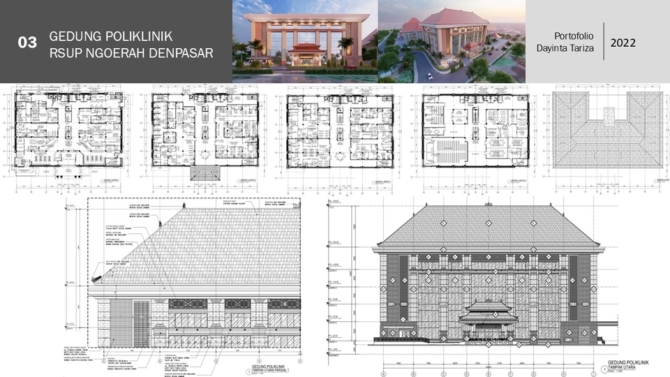 gambar teknik DED autocad
sketchup denah asbuilt ornamen bali denpasar poliklinik gedung 5 lantai