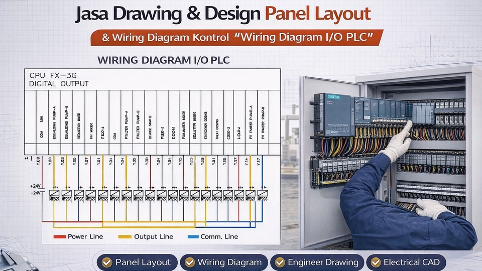 CAD Drawing - Jasa Drawing & Design Panel Layout & Wiring Diagram Kontrol (PLC, HMI, DLL) - 4