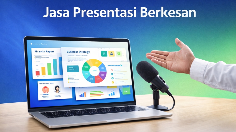 Sampul jasa presentasi modern, rapi, dan eye-catching untuk hasil yang lebih meyakinkan.