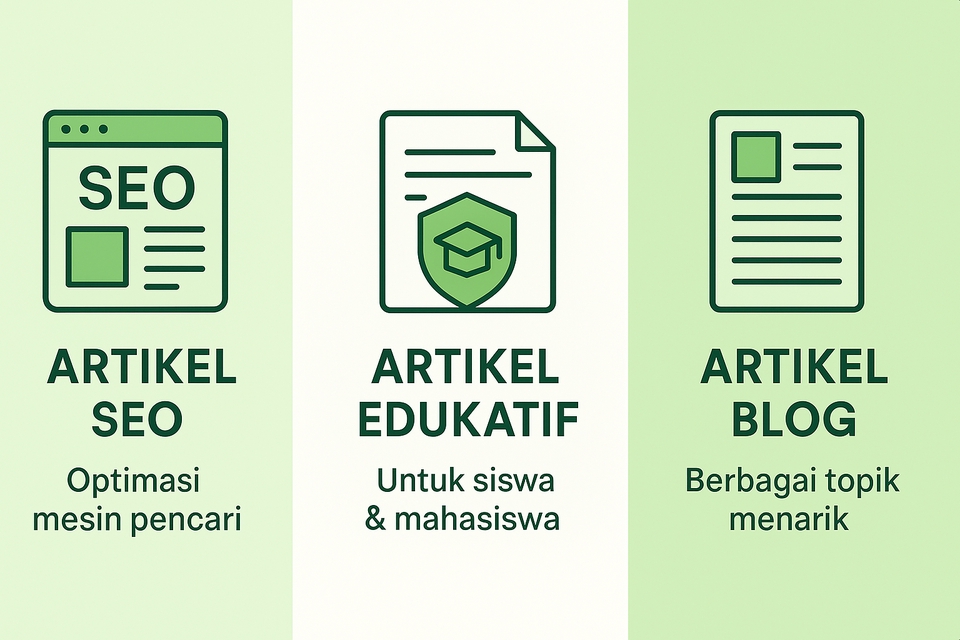 Artikel SEO untuk optimasi website
Artikel Edukatif untuk siswa & mahasiswa (makalah, tugas)