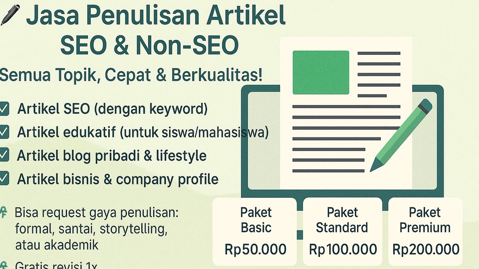 Yuk, cek jasa penulisanku dengan berbagai paket harga sesuai kebutuhanmu!