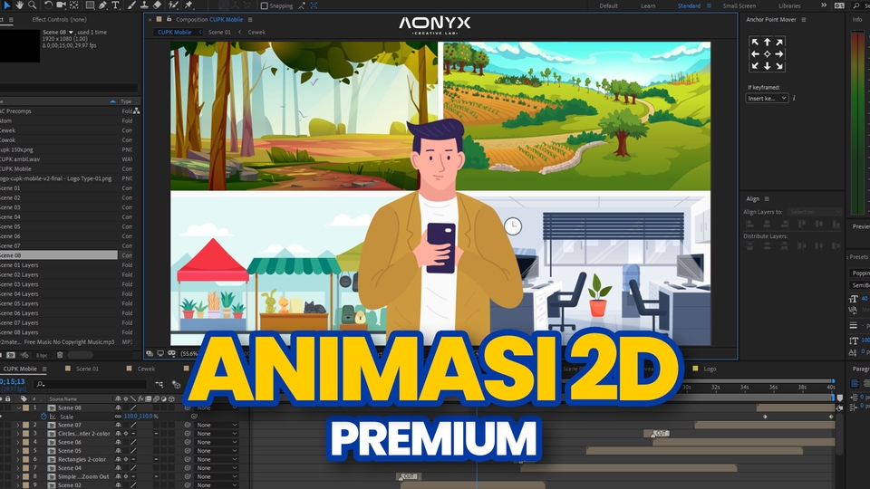 Contoh animasi 2D premium dengan detail visual tinggi untuk explainer dan video promosi bisnis