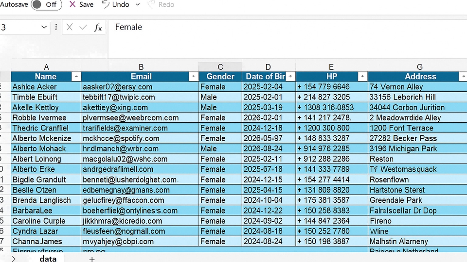 Contact Information Entry Project – Name, Email, and Address Records