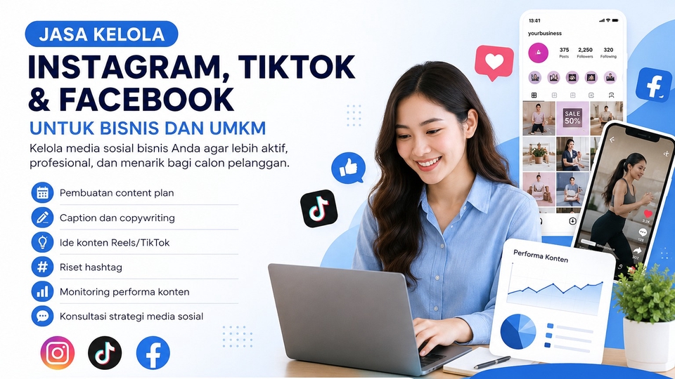 Jasa Kelola akun instagram, facebook,tiktok