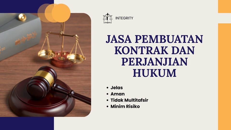 Jasa pembuatan kontrak dan perjanjian hukum perdata sewa menyewa, jual beli, dan kerja sama.