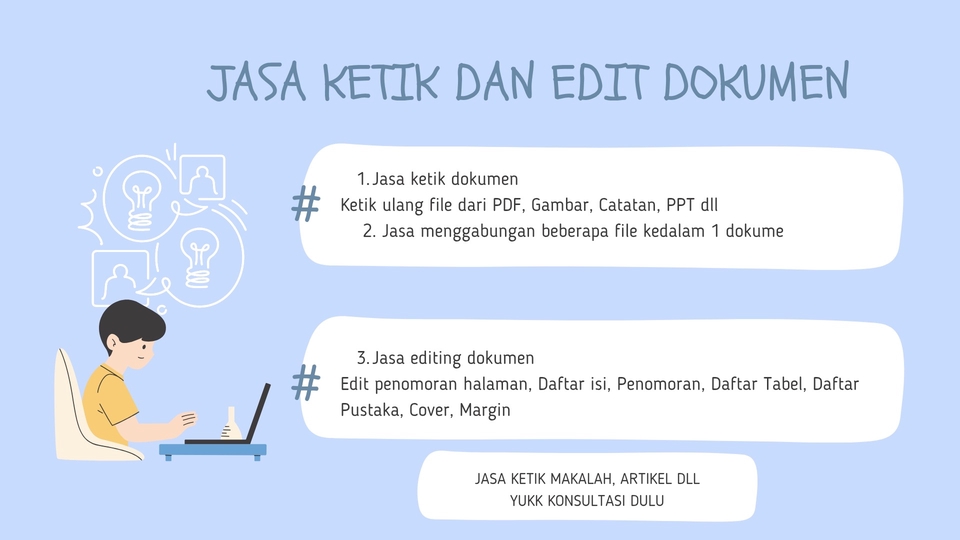 Saya menyediakan jasa ketik dan edit dokumen seperti di foto.
Revisi maximal 5 kali