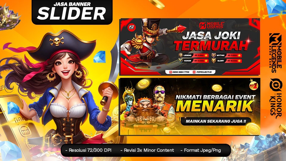 Jasa Pembuatan Desain Banner Website - Desain SLIDER Web GAME ONLINE
