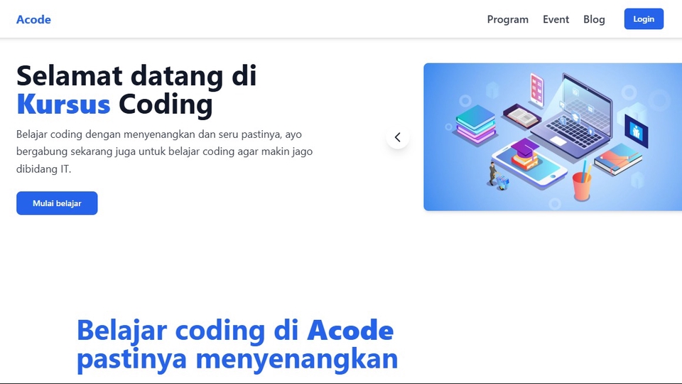 Website kursus coding dengan menggunakan reactjs dan MySQL sebagai databasenya