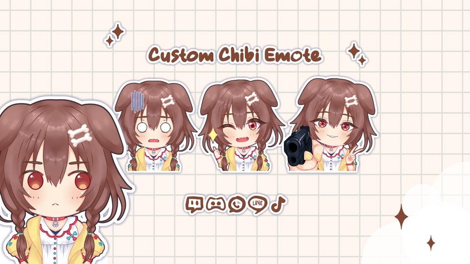 Jasa Desain Sticker LINE - Ilustrasi Chibi Emote Menggemaskan Untuk Keperluan Chatting mu