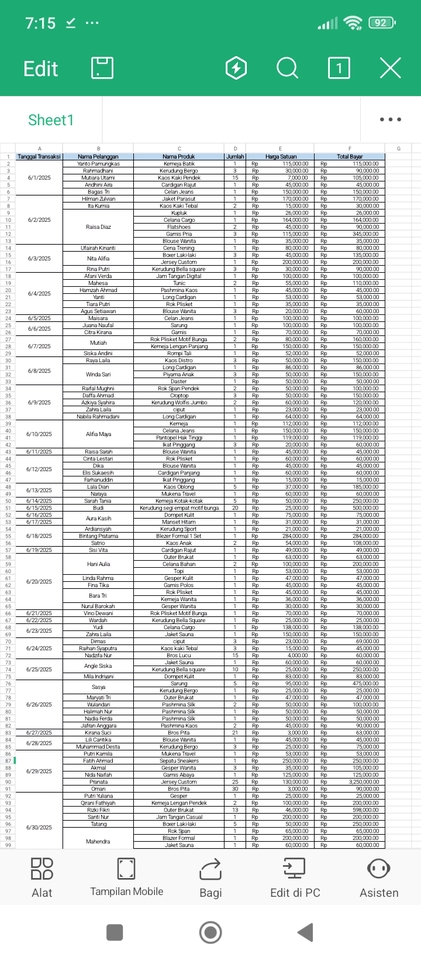 Entri Data - Entry data excell dan google sheet - 3