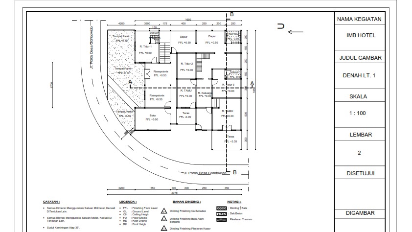 Desain 2D Hotel di Ngebel, Ponorogo