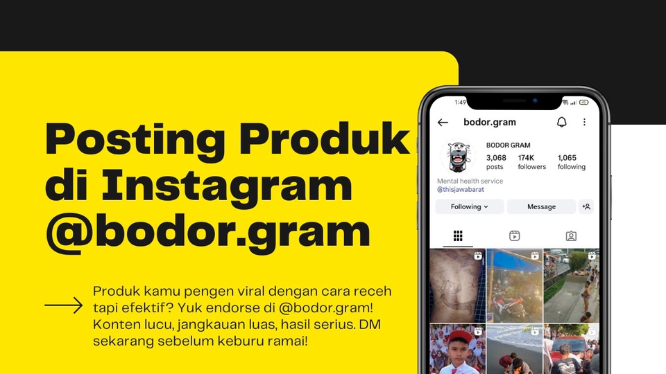 Jasa Endorse dan Paid Promote Instagram - Endorse Produk di Instagram @bodor.gram