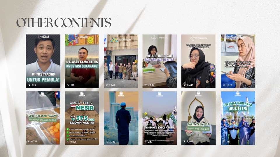 video editing content lainnya (tour & travel, medical services, finance)